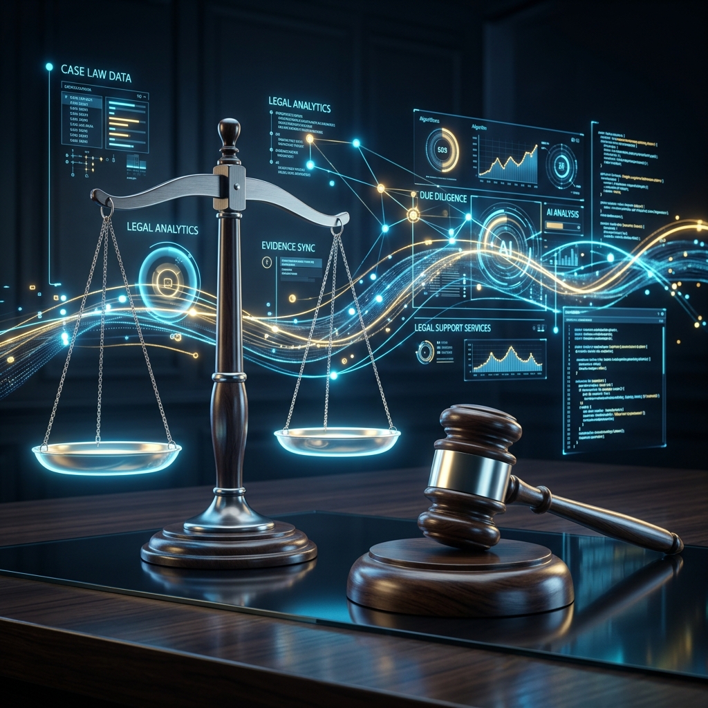 High quality graphic of modern scales of justice and gavel